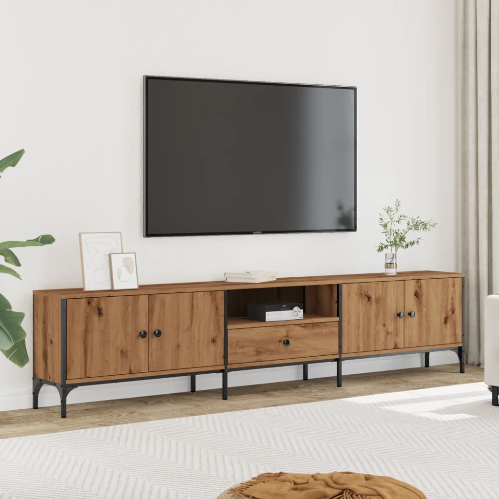 Tv-Benk Med Skuff Artisan Eik 200X25X44 Cm Konstruert Tre
