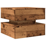 Salongbord Med Led-Lys Gammelt Tre 50X50X40 Cm