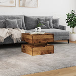 Salongbord Med Led-Lys Gammelt Tre 50X50X40 Cm