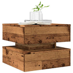 Salongbord Med Led-Lys Gammelt Tre 50X50X40 Cm