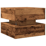 Salongbord Med Led-Lys Gammelt Tre 50X50X40 Cm