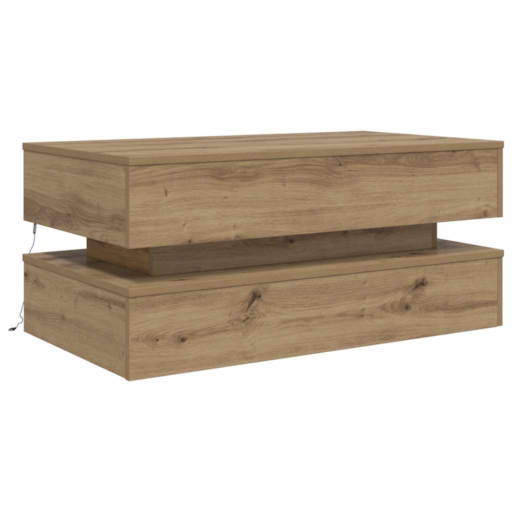 Salongbord Med Led-Lys Artisan Eik 90X50X40 Cm