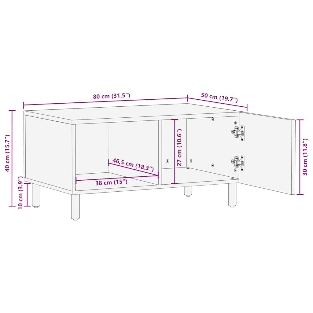 Salongbord Brun 80X50X40 Cm Heltre Furu