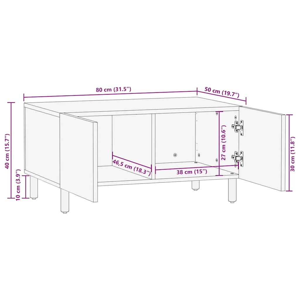Salongbord Brun 80X50X40 Cm Heltre Furu
