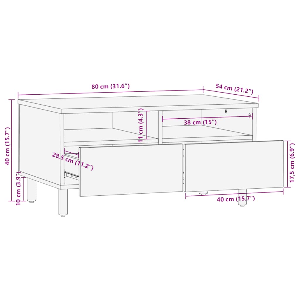 Salongbord Brun 80X54X40 Cm Heltre Mango