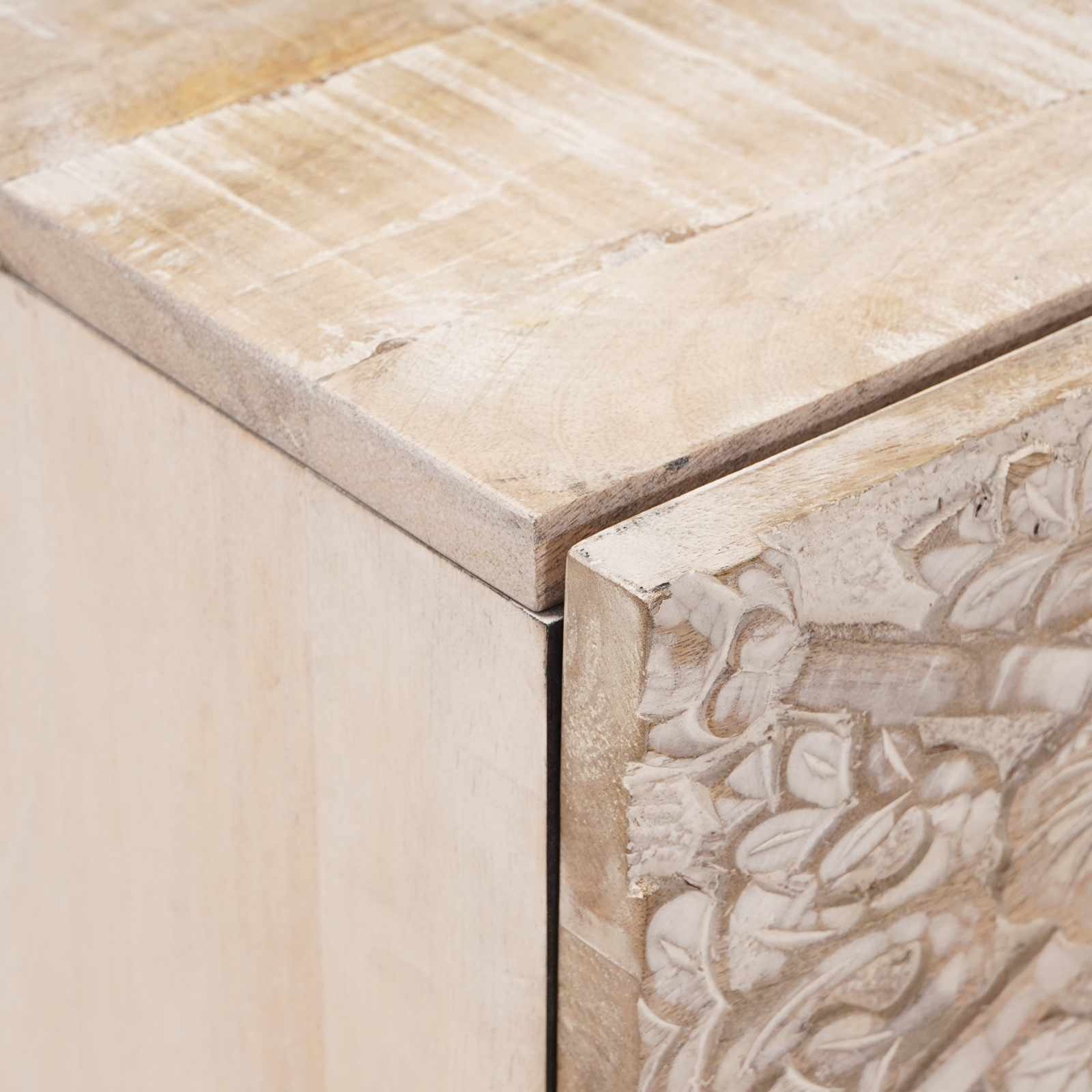 Nattbordskap 2 Pcs Hvit 40 X 33,5 X 46 Cm Massiv Mango Tre