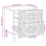 Nattbordskap 2 Pcs Hvit 40 X 33,5 X 46 Cm Massiv Mango Tre