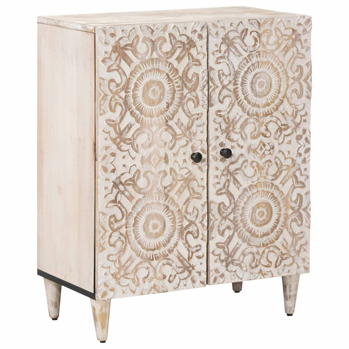 Oppbevaringssideboard Hvit 60 X 33,5 X 75 Cm Massiv Mango Tre