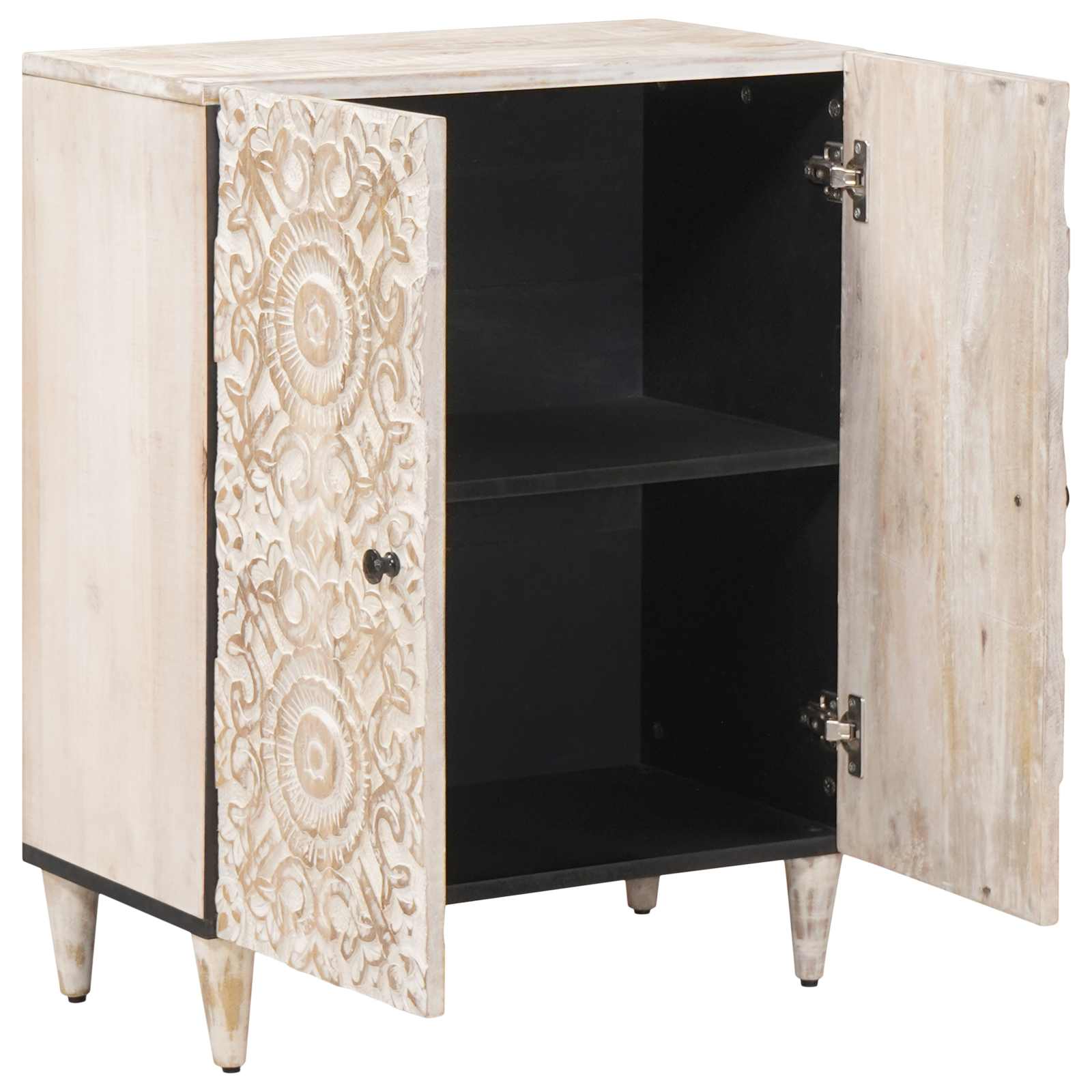Oppbevaringssideboard Hvit 60 X 33,5 X 75 Cm Massiv Mango Tre