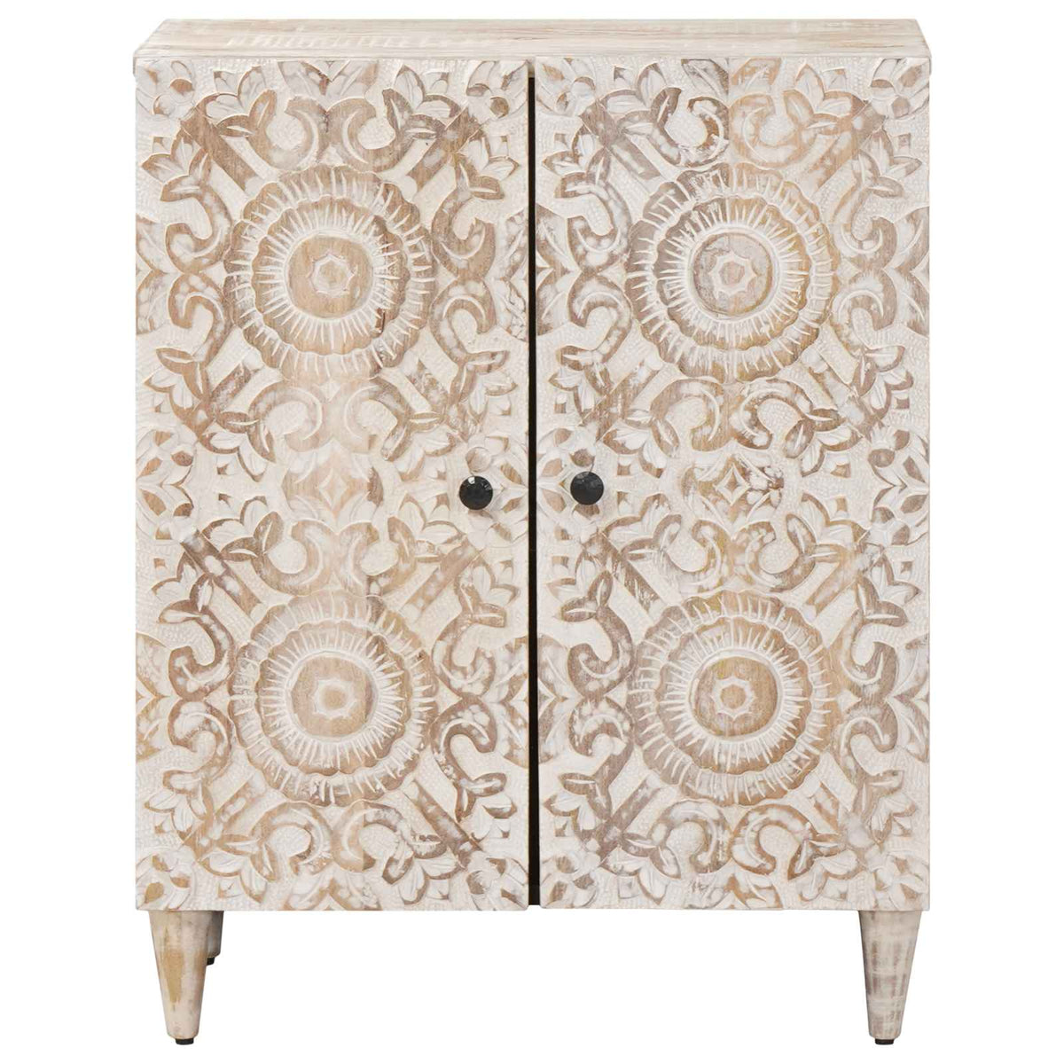 Oppbevaringssideboard Hvit 60 X 33,5 X 75 Cm Massiv Mango Tre