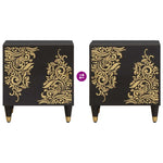 Nattbord Med Dør Svart 40 X 33 X 46 Cm Massiv Mango Tre