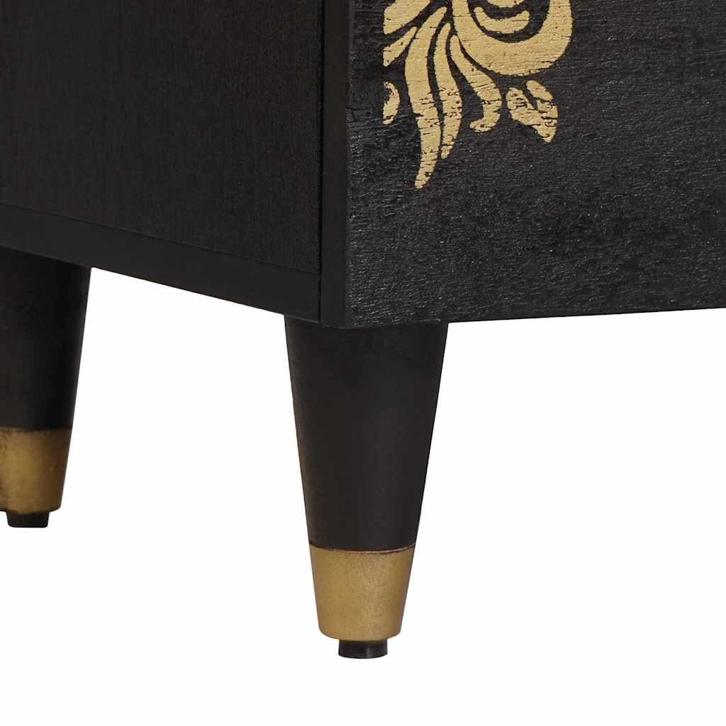 Nattbordskap 2 Pcs Svart 40 X 33 X 46 Cm Massiv Mango Tre