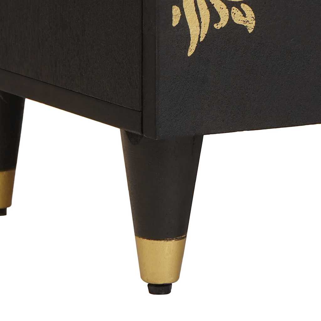 Nattbordskap 2 Pcs Svart 40 X 33 X 46 Cm Massiv Mango Tre