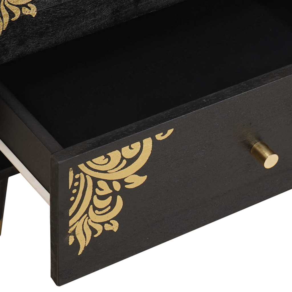 Nattbordskap Med Skuff Svart 50 X 33 X 62 Cm Massiv Mango Tre