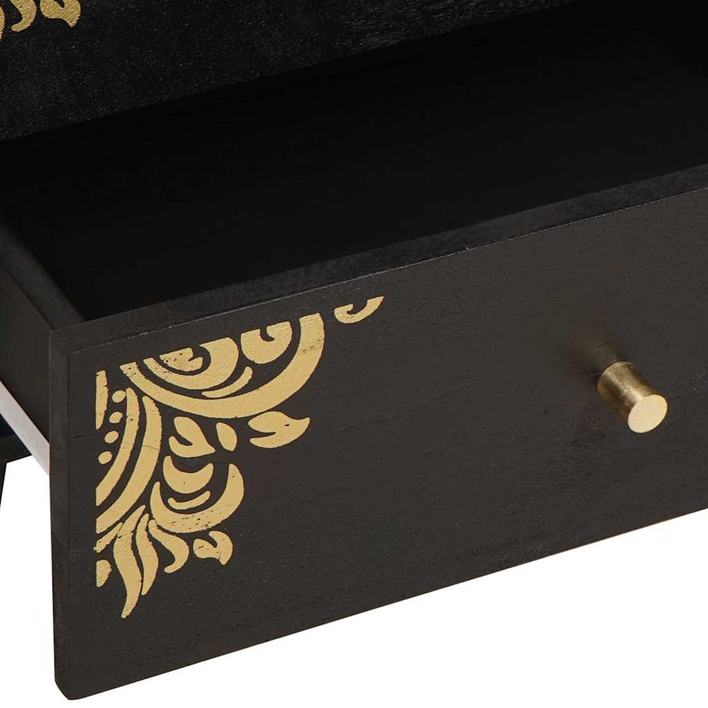 Nattbordskap Med Skuff Svart 50 X 33 X 62 Cm Massiv Mango Tre