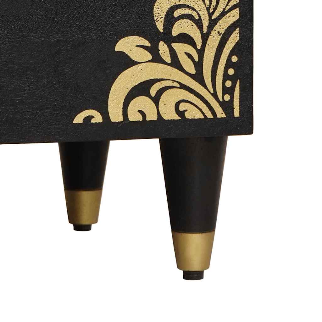 Nattbordskap Med Skuff Svart 50 X 33 X 62 Cm Massiv Mango Tre