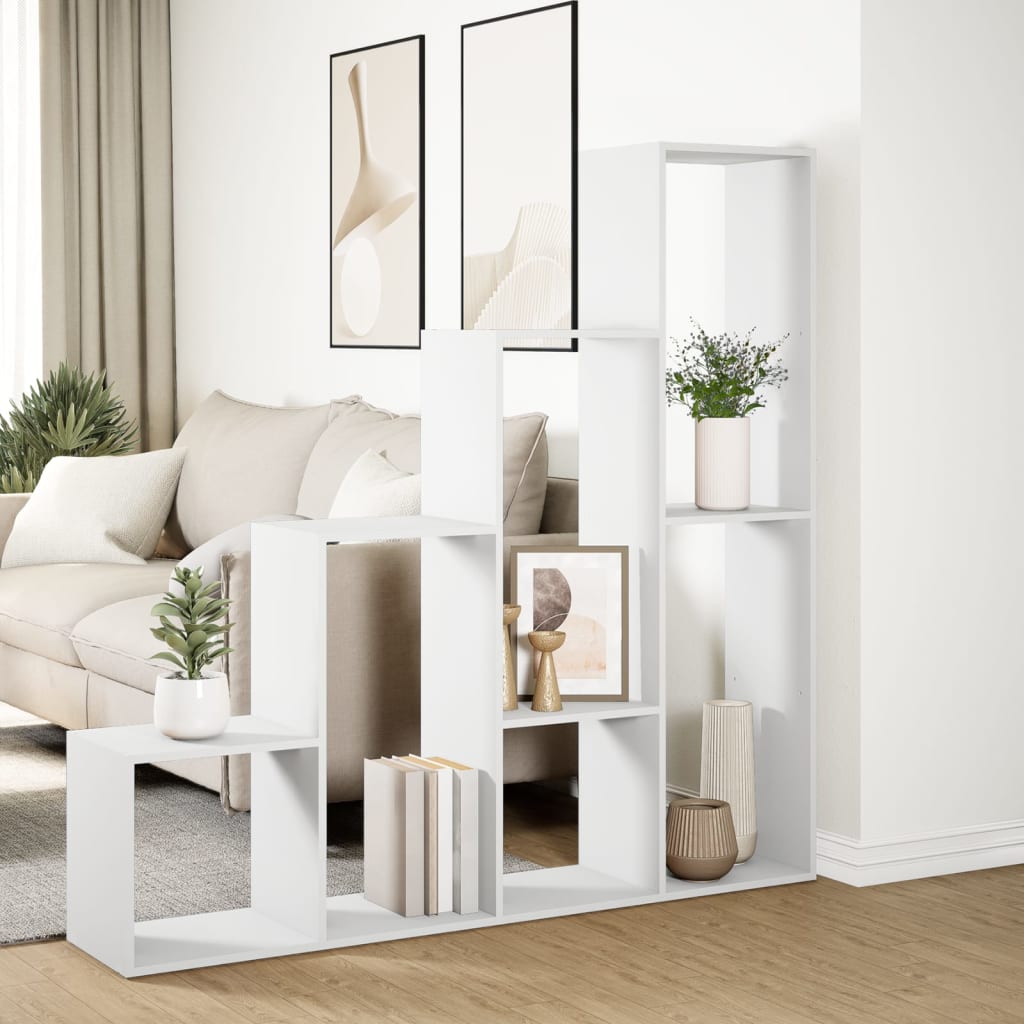 Bokhylle 4 Etasjer Hvit 143,5X29X143,5 Cm Konstruert Tre