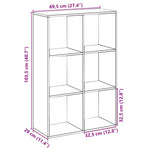Romdeler Bokhylle Sonoma Eik 69,5X29X103,5 Cm Konstruert Tre