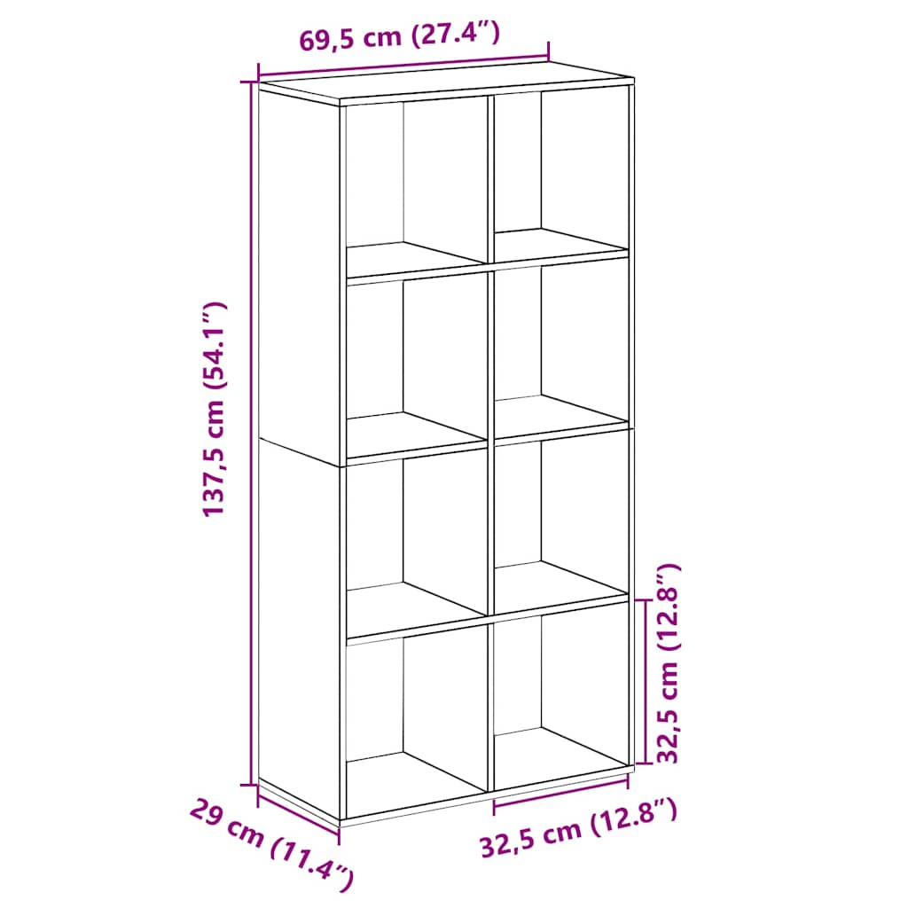 Romdeler Bokhylle Artisan Eik 69,5X29X137,5 Cm Konstruert Tre