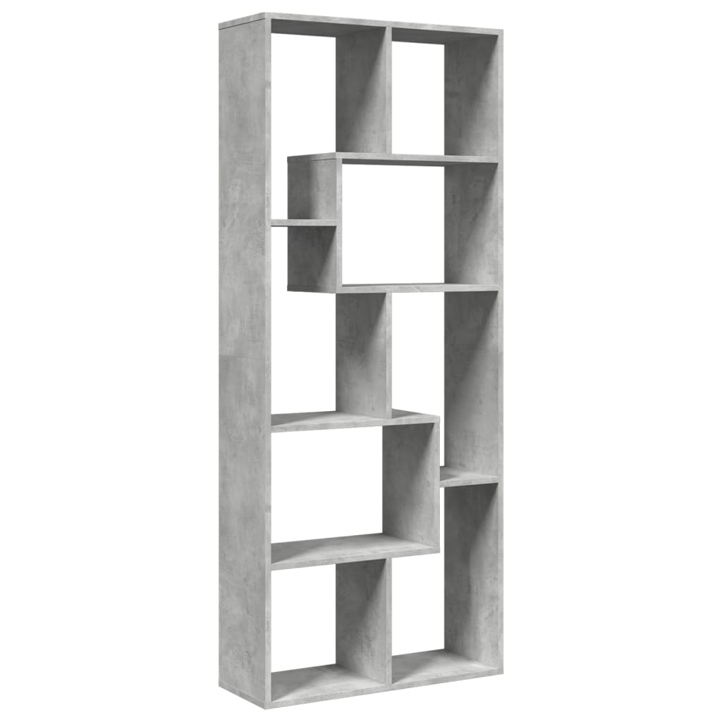 Romdeler Bokhylle Betonggrå 67X25X161,5 Cm Konstruert Tre