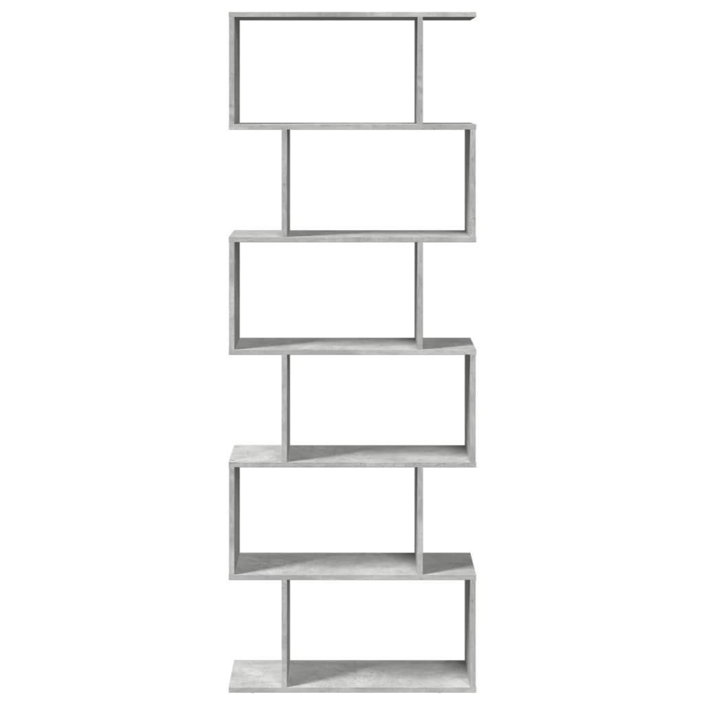 Romdeler Bokhylle 6 Lag Betonggrå 70X24X193 Cm Konstruert Tre
