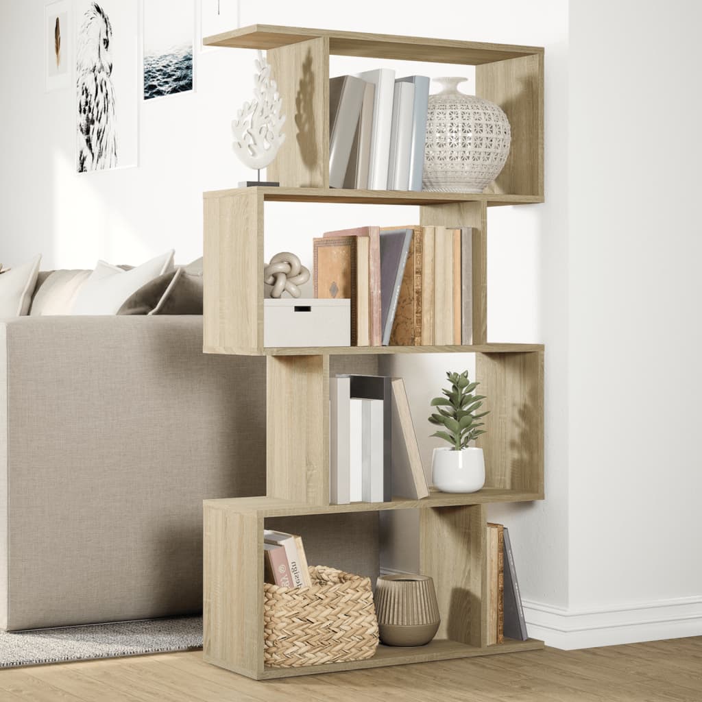 Romdeler Bokhylle 4 Lag Sonoma Eik 70X24X129 Cm Konstruert Tre