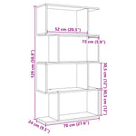 Romdeler Bokhylle 4 Lag Sonoma Eik 70X24X129 Cm Konstruert Tre