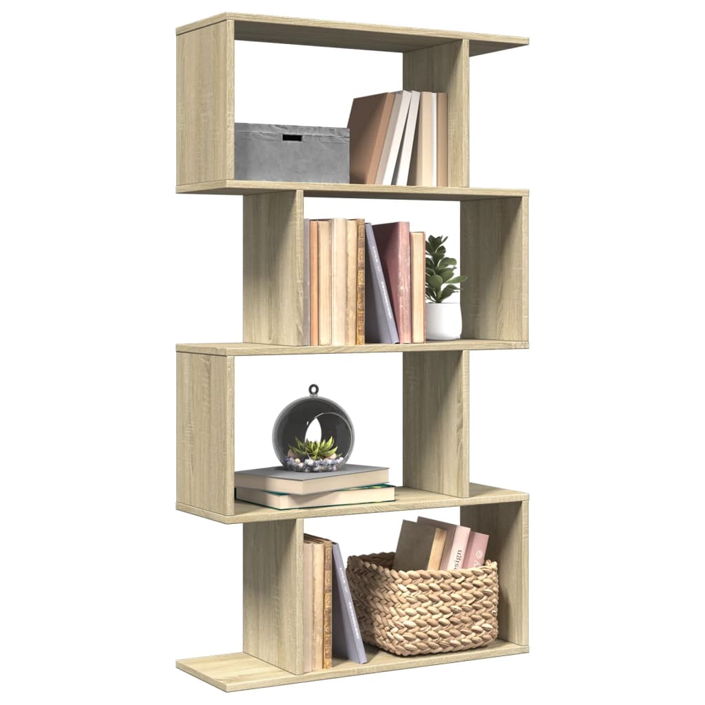 Romdeler Bokhylle 4 Lag Sonoma Eik 70X24X129 Cm Konstruert Tre