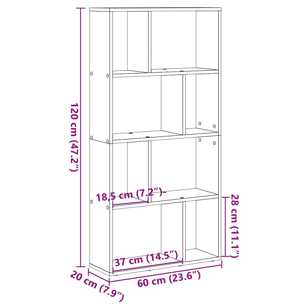 Bokhylle Artisan Eik 60X20X120,5 Cm Konstruert Tre