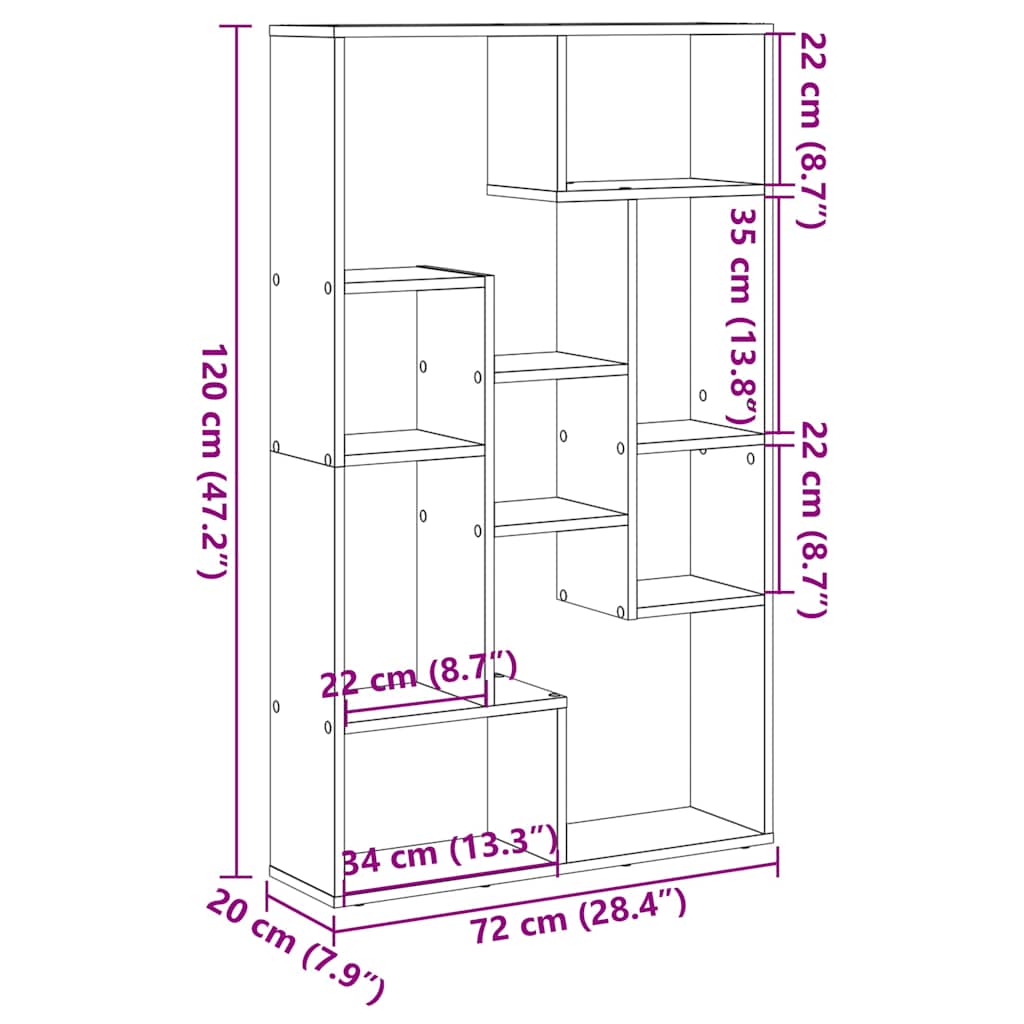 Bokhylle Artisan Eik 72X20X120 Cm Konstruert Tre