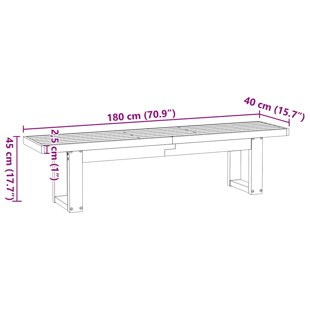 Spisebenk Noain U-Formede Ben 180X40X45 Cm Heltre Furu
