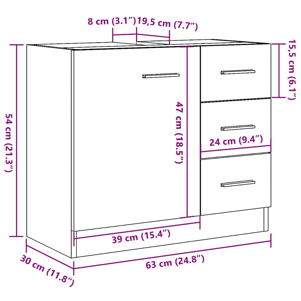 Servantskap Artisan Eik 63X30X54 Cm Konstruert Tre