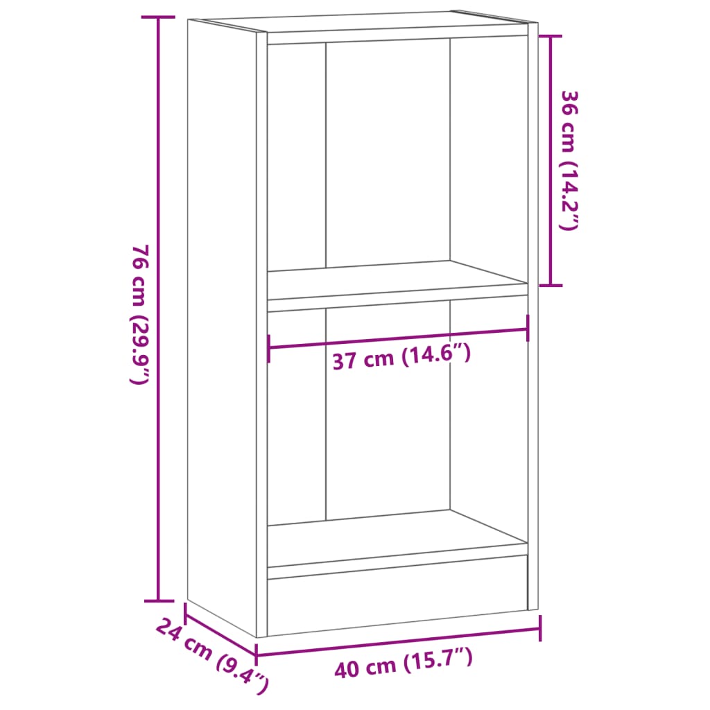 Bokhylle Artisan Eik 40X24X76 Cm Konstruert Tre