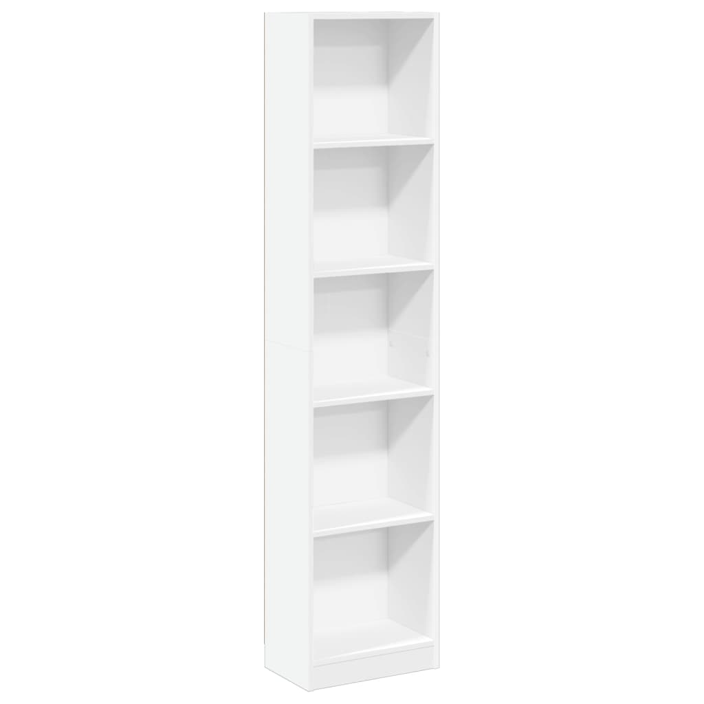 Bokhylle Hvit 40X24X176 Cm Konstruert Tre