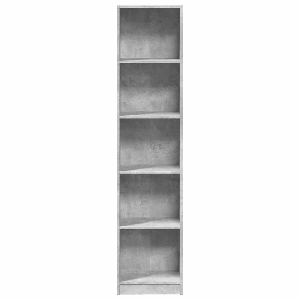 Bokhylle Betonggrå 40X24X176 Cm Konstruert Tre