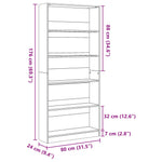 Bokhylle Hvit 80X24X176 Cm Konstruert Tre