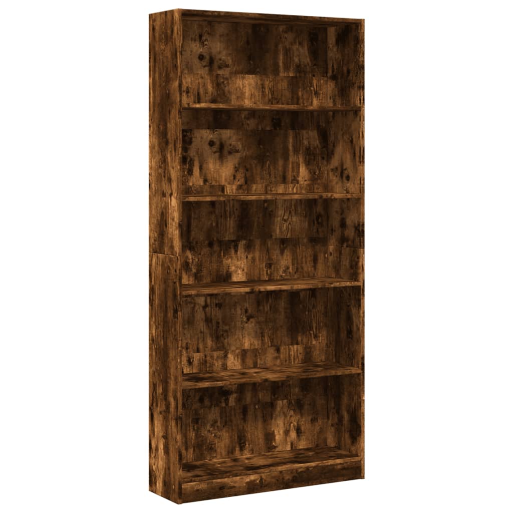 Bokhylle Røkt Eik 80X24X176 Cm Konstruert Tre