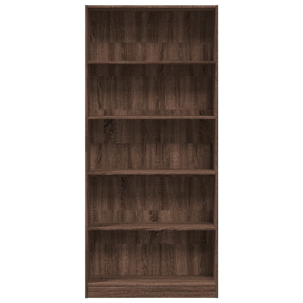 Bokhylle Brun Eik 80X24X176 Cm Konstruert Tre