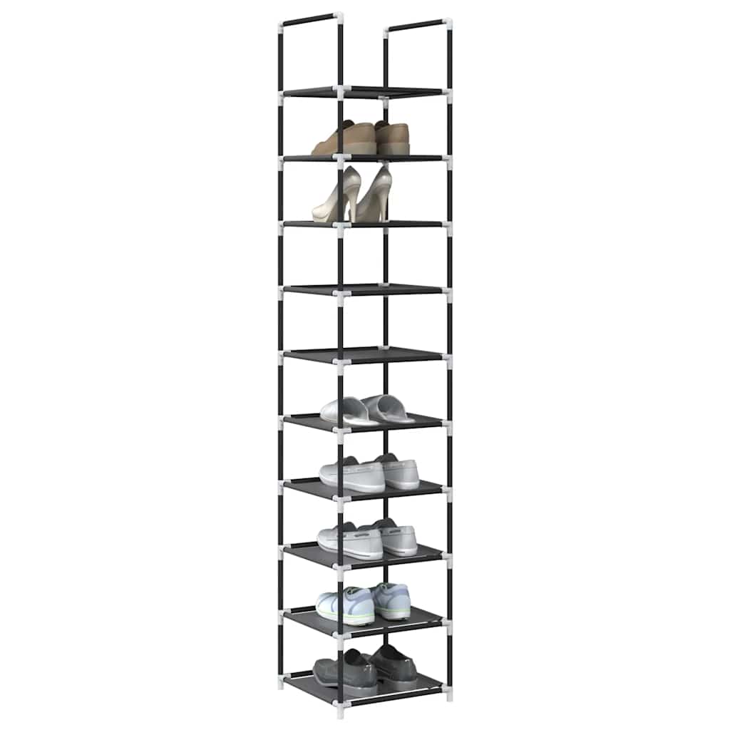 Skostativ 10-Lags Svart 33X33X174 Cm Ikke-Vevd Stoff