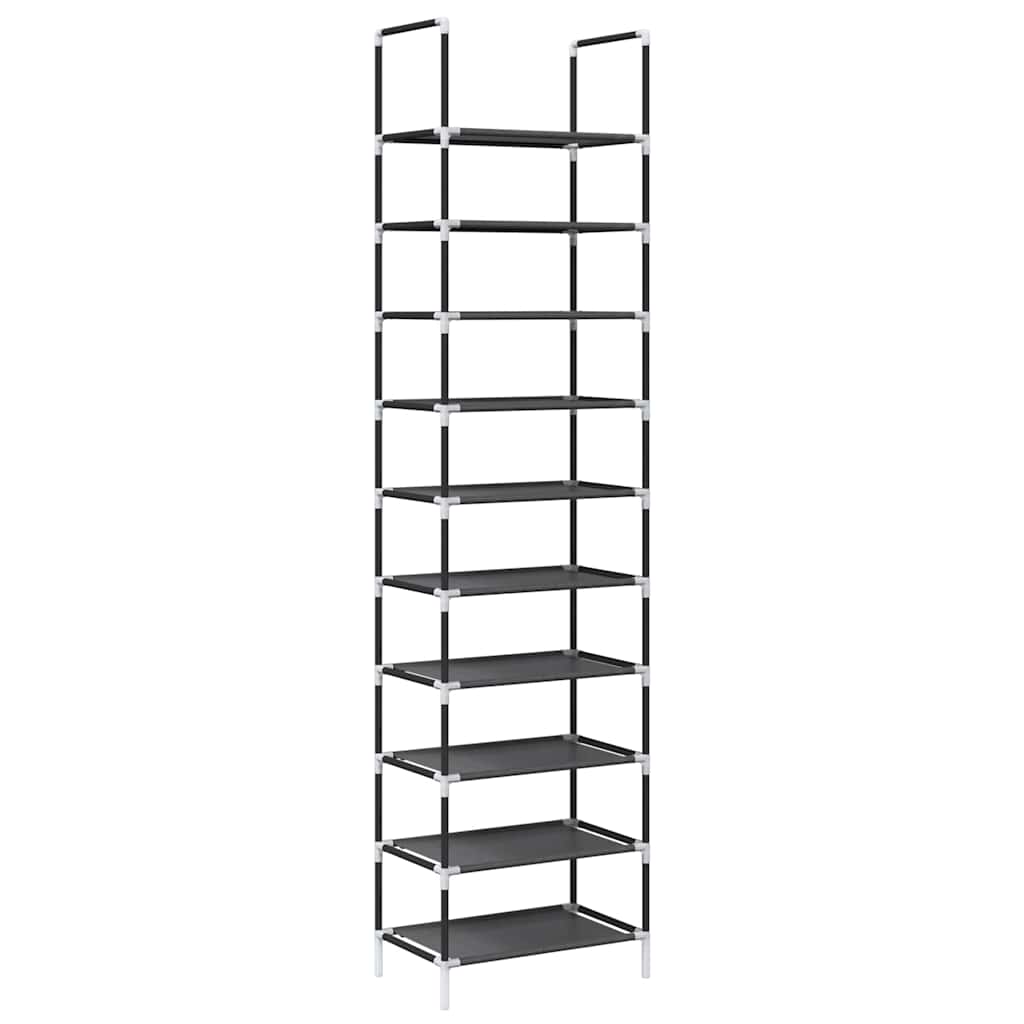Skostativ 10-Lags Svart 44X28X180 Cm Ikke-Vevd Stoff