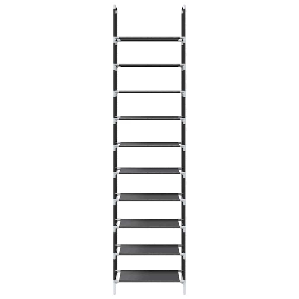 Skostativ 10-Lags Svart 44X28X180 Cm Ikke-Vevd Stoff