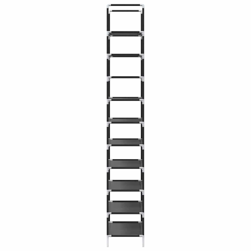 Skostativ 10-Lags Svart 44X28X180 Cm Ikke-Vevd Stoff