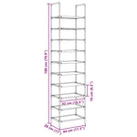 Skostativ 10-Lags Svart 44X28X180 Cm Ikke-Vevd Stoff