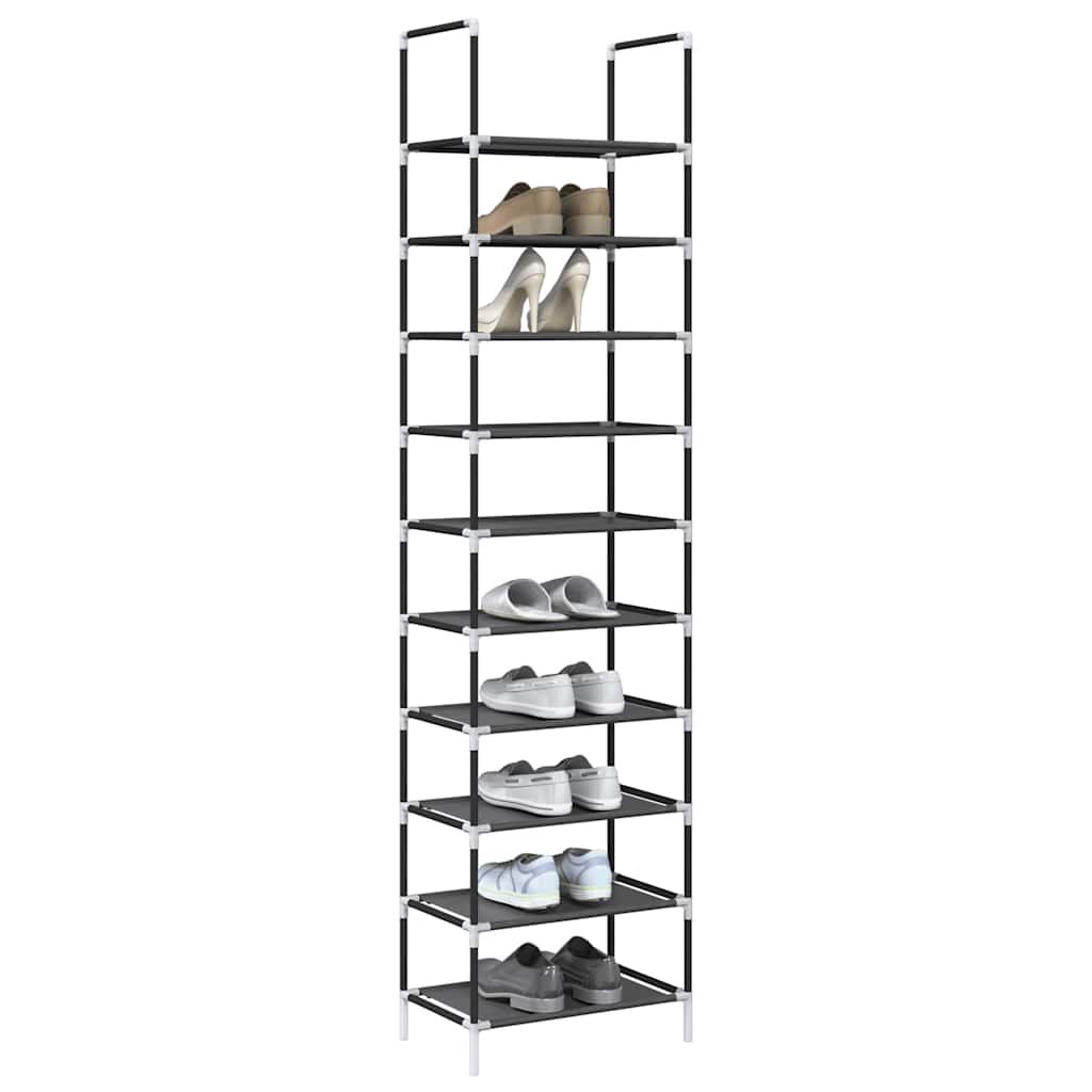 Skostativ 10-Lags Svart 44X28X180 Cm Ikke-Vevd Stoff