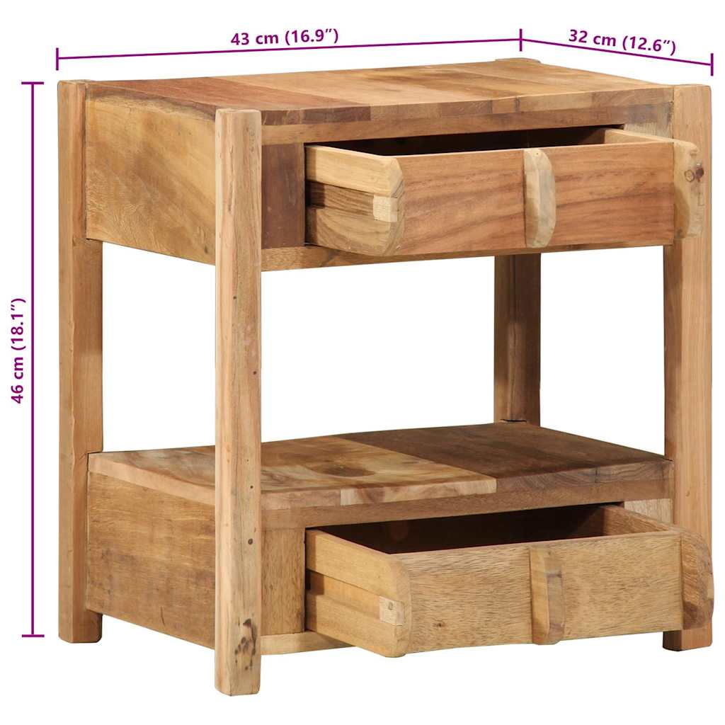 Sidetabell Brun 43 X 32 X 46 Cm Massivt Gjenvunnet Tre