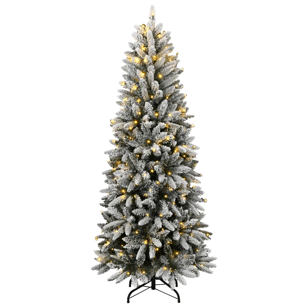 Kunstig Juletre Med 300 Led Flokket Snø Slankt 210 Cm