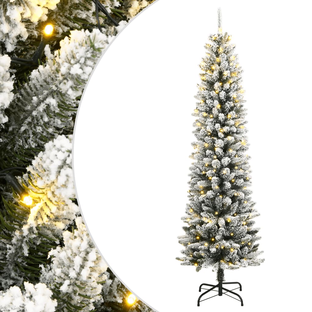Kunstig Juletre Med 150 Led Og Flokket Snø 120 Cm