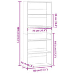 Bokhylle Hvit 80X30X189 Cm Konstruert Tre