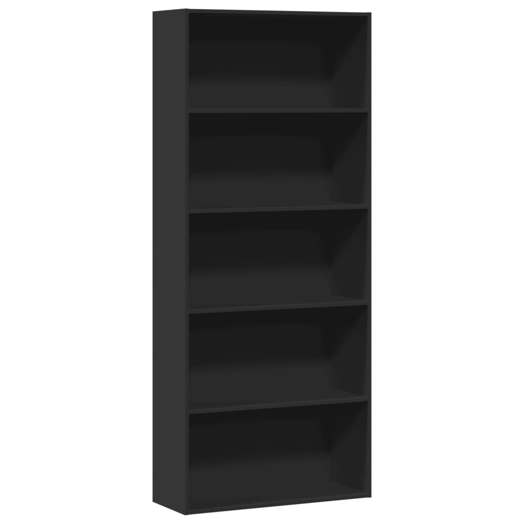 Bokhylle Svart 80X30X189 Cm Konstruert Tre