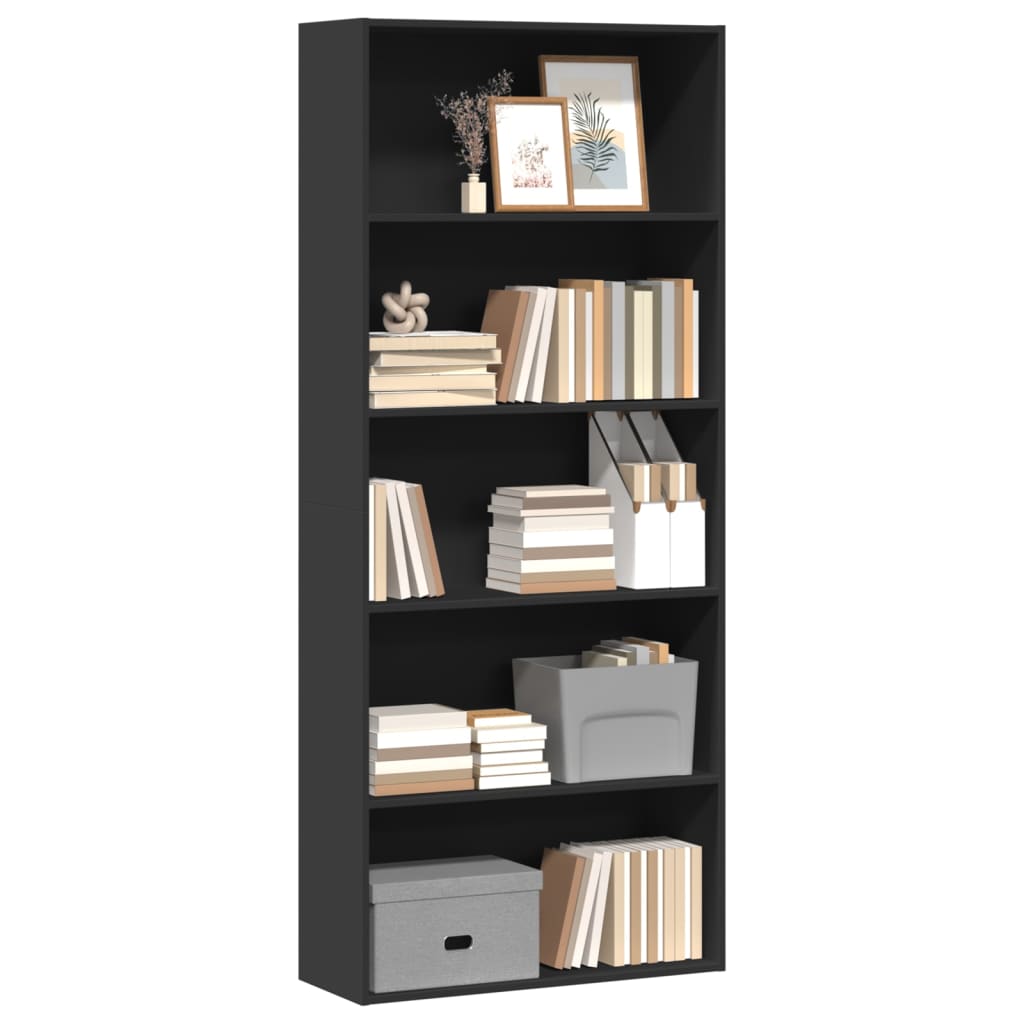 Bokhylle Svart 80X30X189 Cm Konstruert Tre